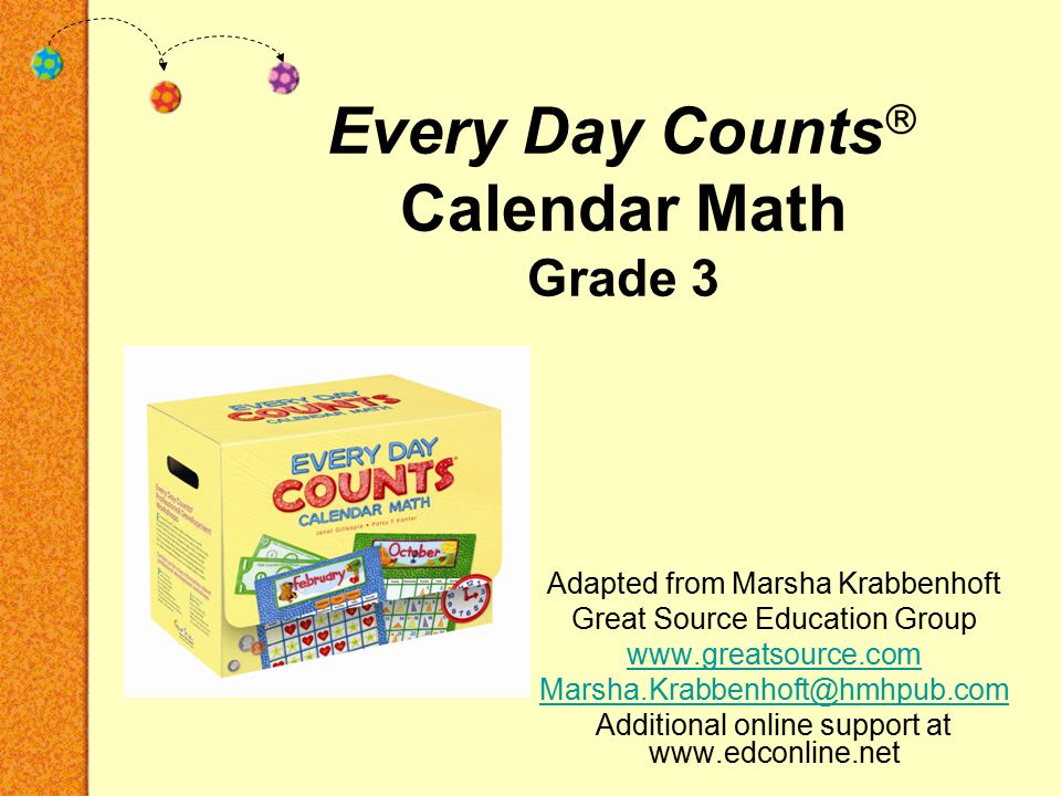 Every Day Counts ï¢ Calendar Math Grade 3 Adapted From Marsha
